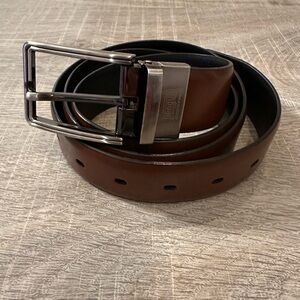 Men's Brown Leather Belt with Silver Buckle